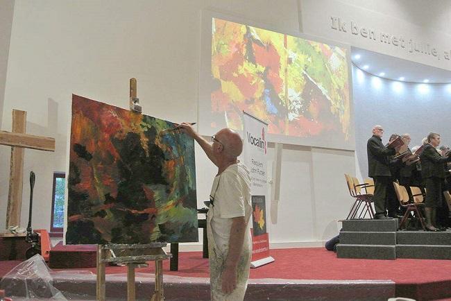 Concertschilderij van Geert Oldenbeuving voor basisschool en GGZ Drenthe