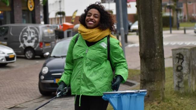 Actie met GroenLinks kandidaat kamerlid uit Assen