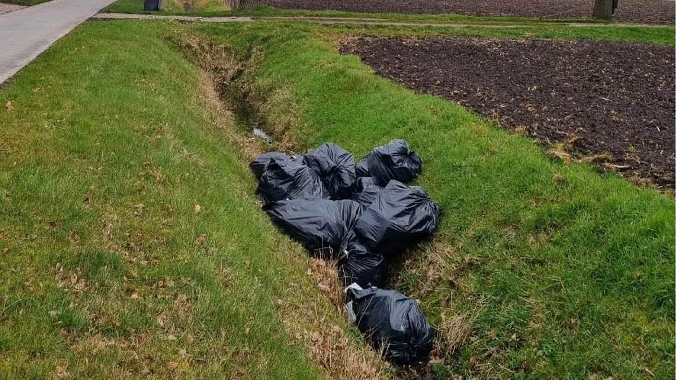 Restanten van hennepkwekerij gedumpt in sloot langs openbare weg