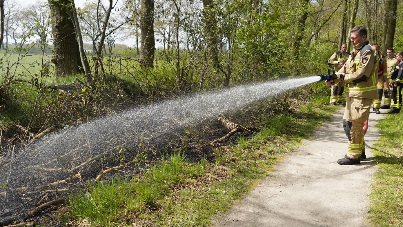 Brandweer blust natuurbrand in Assen