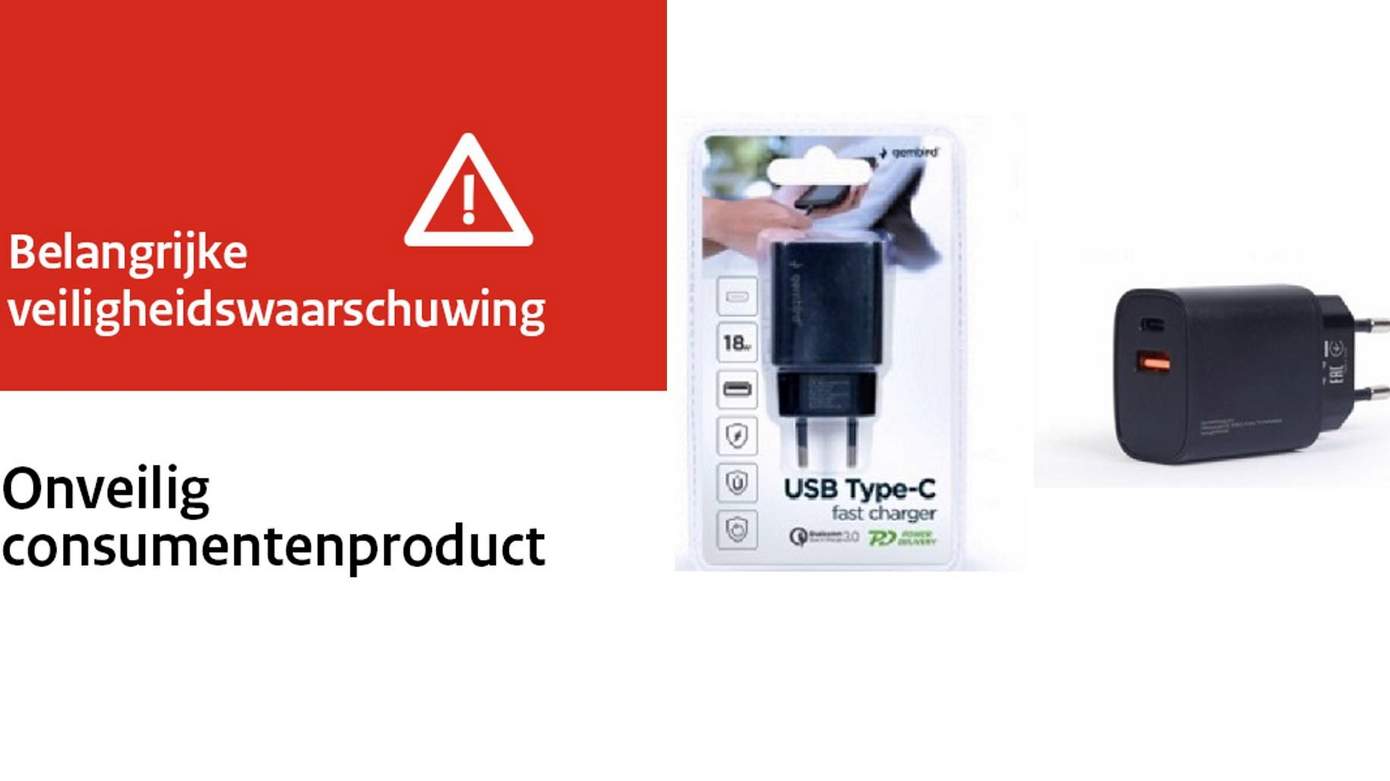 Terugroepactie USB-snellader vanwege mogelijke elektrische schok en oververhitting