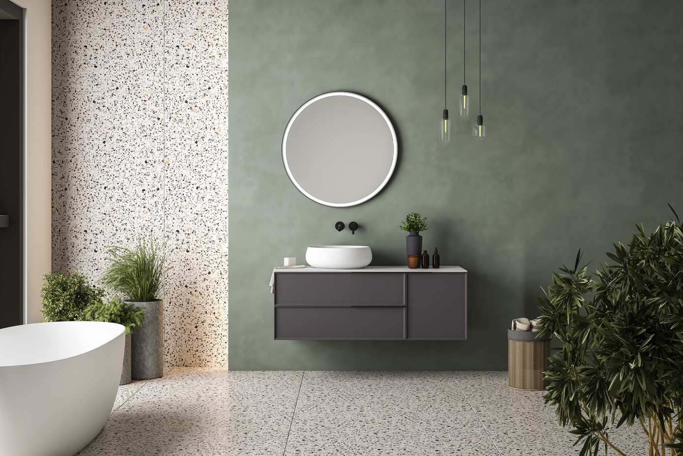 De stijlvolle look van terrazzo in je badkamer