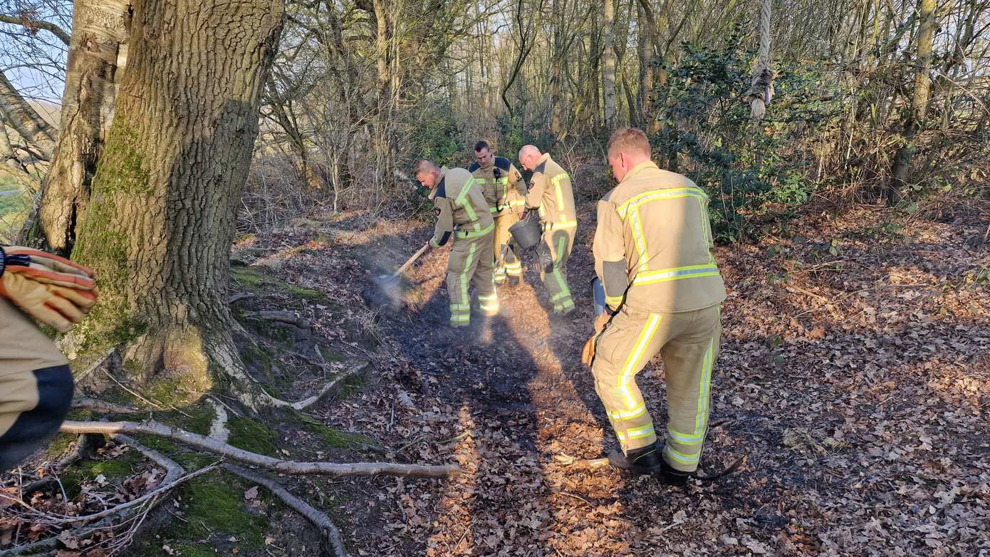 Brandweer blust brandje in bosperceel nabij Messchenveld